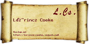 Lőrincz Cseke névjegykártya